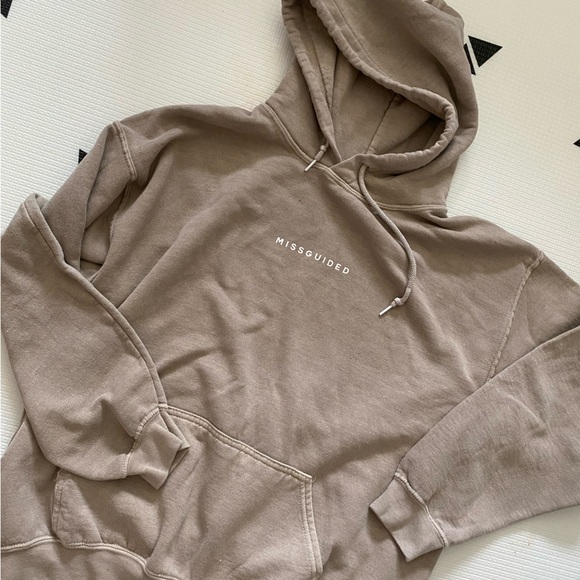 MISSGUIDED hooded sweatshirt in taupe size M - Picture 2 of 3